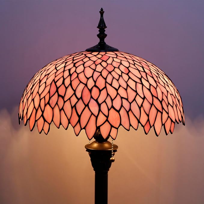 WERFACTORY Tiffany Floor Lamp 64 Inch Stained Glass Standing Reading Light