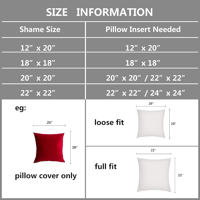 Stellhome New Year/Christmas Decorations Velvet Throw Pillow Covers Square Soft Cushion Covers for Bed Couch Sofa Bench, 18 x 18 inch (45 x 45 cm), Red, Pack of 2