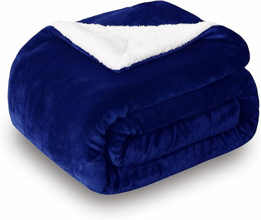 SOCHOW Sherpa Fleece Throw Blanket, Blue, 60x80 inches | Double-Sided Super Soft Luxurious Plush Blanket Twin Size