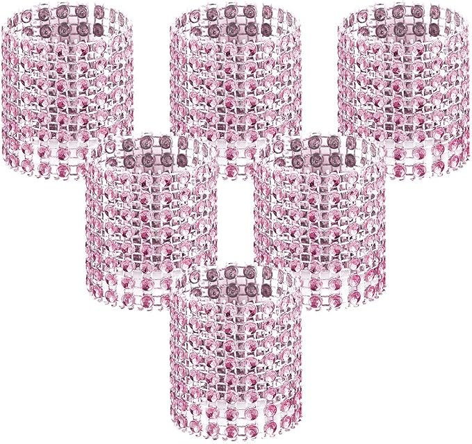 Accmor 50pcs Napkin Rings, Pink Napkin Rings Buckles | Napkin Rings for Table Decorations, Wedding, Dinner, Party, DIY Decoration