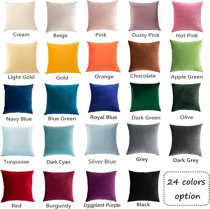 Stellhome Super Soft Velvet Square Throw Pillow Covers for Bed Couch Sofa Bench, 16 x 16 inch (40 x 40 cm), Silver Blue, Pack of 2