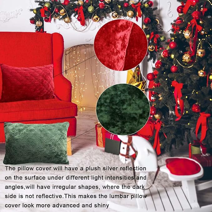 Throw Pillow Cover 14x20 1 Piece Velvet Long Pillowcase Soft Skin-Friendly Decoration Rectangle Pillow Cover for Couch Sofa Home, Red