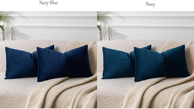 JUSPURBET 12x20 Lumbar Velvet Throw Pillow Covers Set of 2,Navy Blue