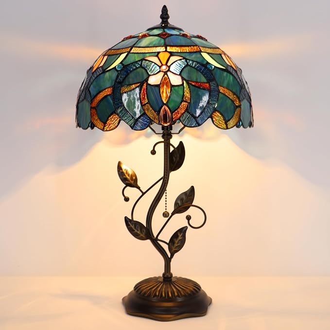 Tiffany Table Lamp Stained Glass Bedside Reading Light W12H19 inch