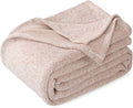 KAWAHOME Summer Sweatshirt Blanket for Bed Lightweight Soft Thin, 71" × 79" | Breathable Jersey Blankets for Hot Sleepers in Air-Conditioned Room, Home Decor Holiday Gift, Heather Pink