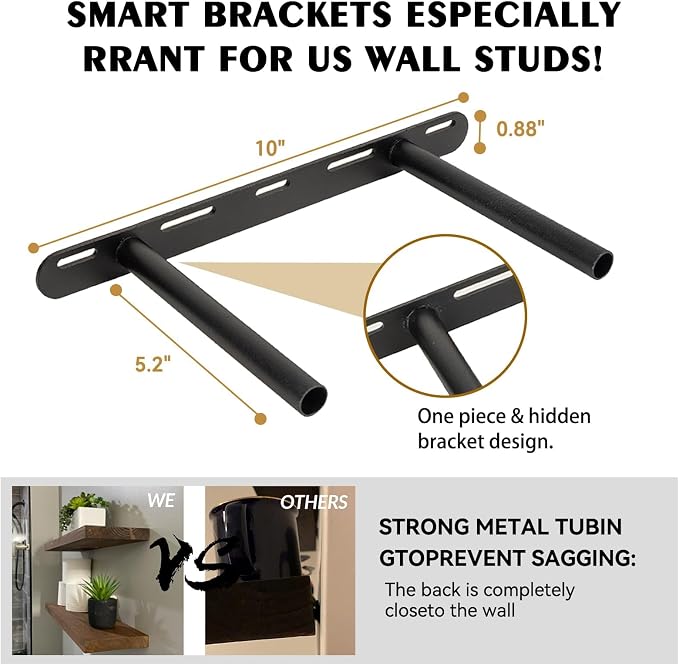 BGMG Wood Floating Shelves for Wall 18 inch Set of 2, Rustic Wooden Wall Mount Shelves for Bathroom Living Room Bedroom Kitchen Farmhouse -18x 6.7 x1.25 inch- Walnut Color