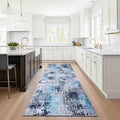 Machine Washable Area Rug, Soft & Durable, Non-Slip, Stain Resistant Rug for Bedroom, Living Room, Dining Room, High Traffic Areas. (Blue, 2.5' X 10')