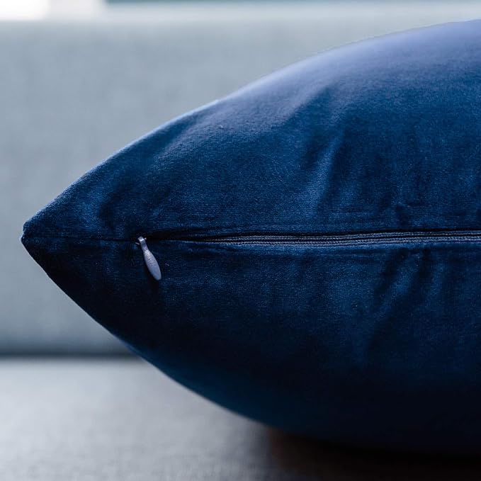 JUSPURBET Decorative Velvet Throw Pillow Covers 20x20 Set of 2,Navy Blue