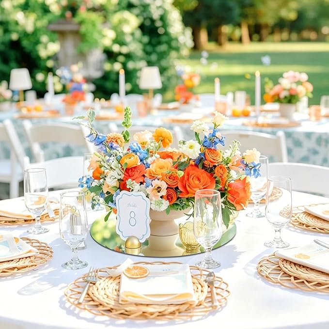 12 Pack Round Mirrors for Table, 10" Round Mirrors for Centerpieces Circle Mirror Centerpieces for Tables Flowers Plates for Candle Craft DIY Birthday Wedding Home Wall Decor
