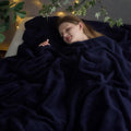 NEWCOSPLAY Knitted Throw Blanket for Couch Sofa Bed, Dark Navy, 90"x90" | Super Soft Plush, Fuzzy Fluffy Microfiber, Lightweight Cozy Blanket for Room Decor, All Season Use