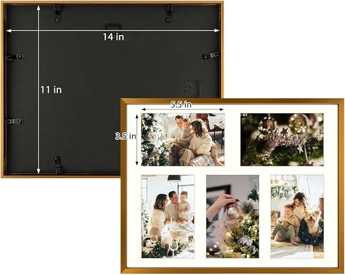 Golden State Art 11x14 Collage Frame w/Mat for 5 4x6 Photos Bronze 1 Pack