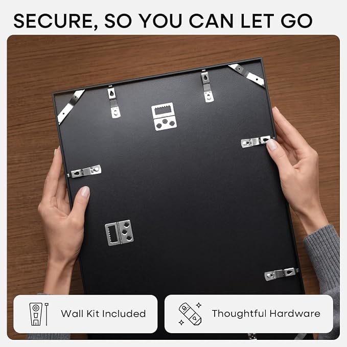 Homeforia 12x12 Black Picture Frame, High-End Metal, 10x10 Mat, Glass