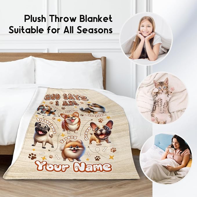 Personalized Dog Blanket for Kids - Custom Gifts for Dog Lovers, Mom, Women, Girls, Boys, Adults, Toddlers - Inspirational Fleece Blanket for Couch With Dogs, 30"x40"