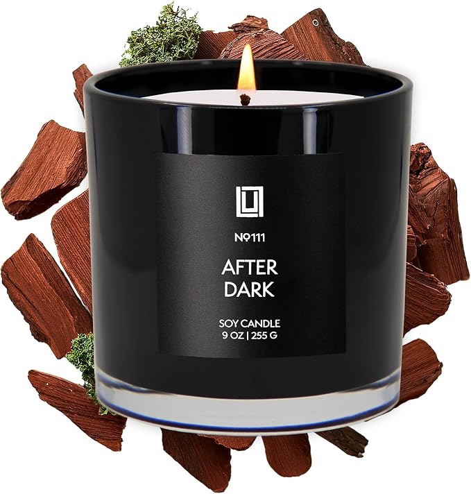 Lulu Candles | After Dark - Teak & Mahogany | Luxury Scented Soy Jar Candle | Hand Poured in The USA | Highly Scented Candles for Home Fragrance & Decor (9 Oz.)