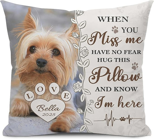 Alienc Personalized Pet Memorial Gifts for Dogs Cats, Custom Pet Memorial Throw Pillow Cover (Optional Pillow Insert), Loss of Dog Sympathy Gift