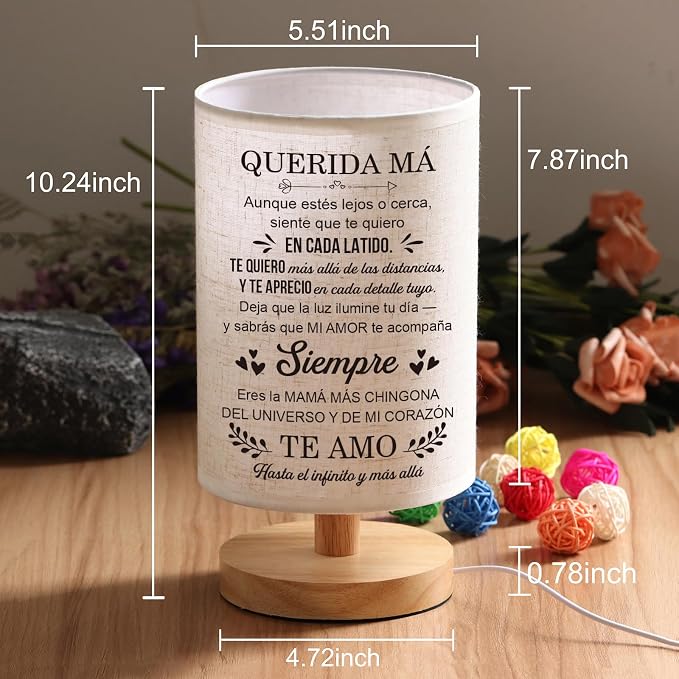 WSYEAR Mom Gifts in Spanish, Regalos para Mujer Table Lamp, Mom Birthday Gifts, Mother Gifts in Spanish from Daughter Son, Regalos De Navidad para Mujer
