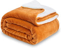 SOCHOW Sherpa Fleece Fall Throw Blanket, Burnt Orange, 50x60 inches | Double-Sided Super Soft Luxurious Plush Blanket Throw Size