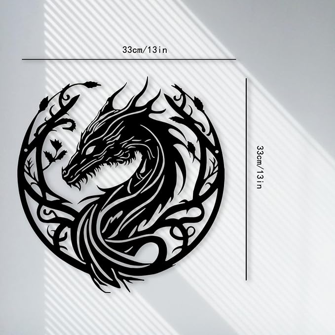 RESACO Metal Dragon Wall Art Dragon Wall Decor Western Room Decor Man Cave Decorative Dragon Head Wall Mount Dragon Lover Gifts
