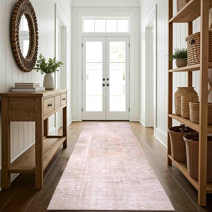Machine Washable Area Rug, Soft & Durable, Non-Slip, Stain Resistant Rug for Bedroom, Living Room, Dining Room, High Traffic Areas. (Beige, 2.5' X 10')