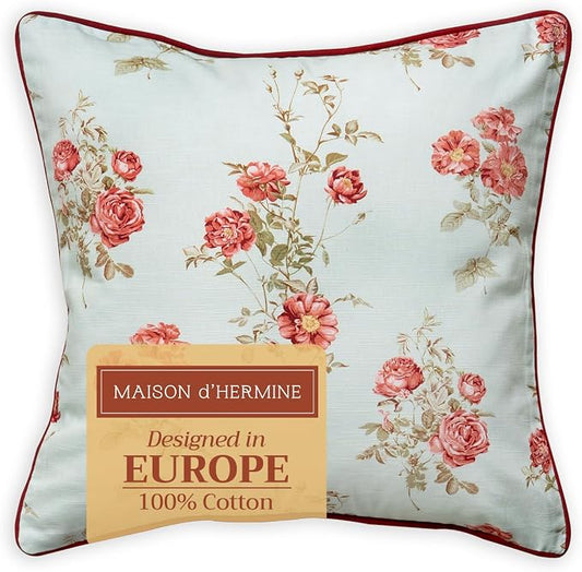 Maison d' Hermine Throw Pillow Covers 100% Cotton (20" x 20" - Pack of 1)