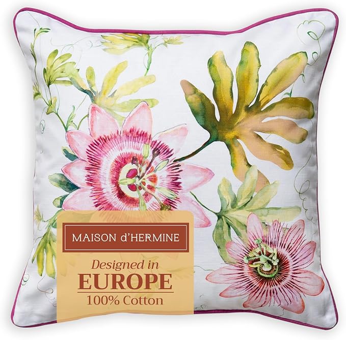 Maison d' Hermine Throw Pillow Covers 100% Cotton (18" x 18" - Pack of 1)