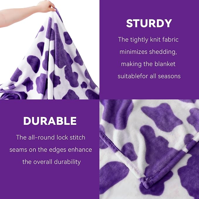 GEULAY Queen Size Purple Fleece Blanket 90"x90" - Cozy Fuzzy Bed Throw for Women | Full Size Warm Lavender Blanket for Bedroom, Living Room Decor & Housewarming Gifts