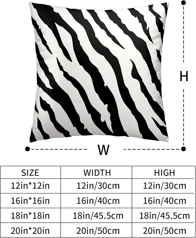 Zebra Striped Printed Throw Pillow Covers 22x22 Black and White Decorative Couch Pillow Covers Abstract Square Art Pillow Cases Home Decor for Sofa Bed in 2 Pcs