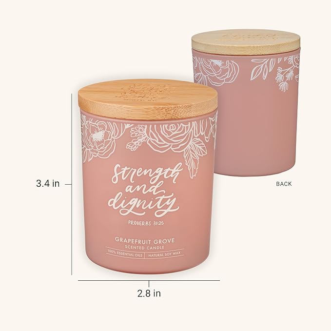 Christian Art Gifts Soy Wax Scented Candle: Strength & Dignity Bible Verse