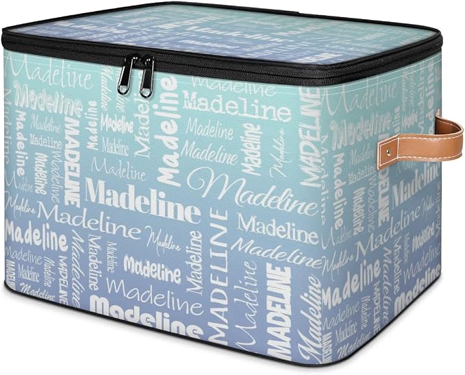 Custom Name Storage Basket, Personalized Keepsake Box, Green Blue