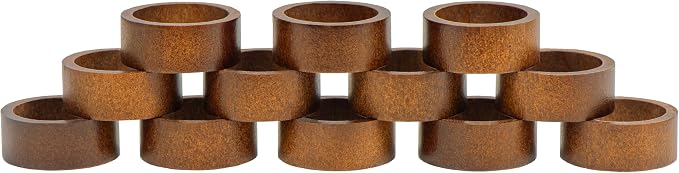 Wooden Napkin Rings Set of 12, Rustic Hemlock Wood Table Napkin Holder, Handcrafted Decorative Farmhouse Napkin Rings for Weddings, Boho, and Everyday Table Settings