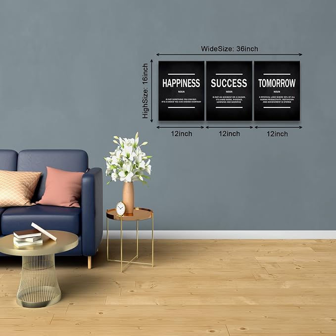 KAWAHONE Success Quotes Wall Art, Motivational Entrepreneur Tomorrow Poster Inspirational Happiness Wall Hanging Picture Decor for Home Office Workplace Gift for Business Leadership Men Women Ready to