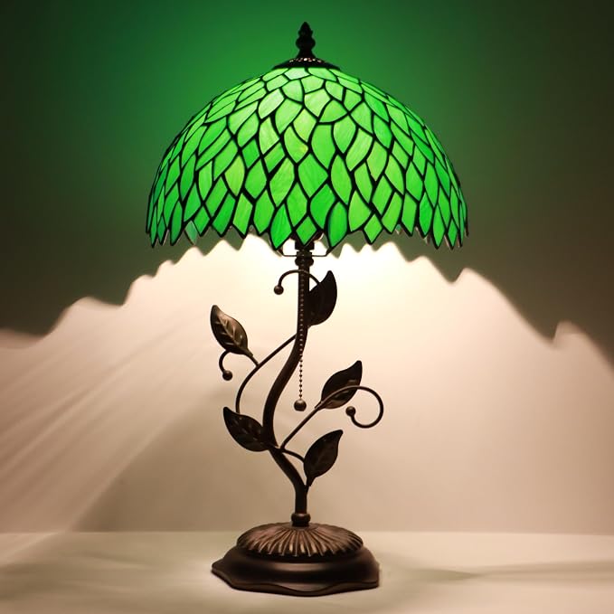 Tiffany Table Lamp Stained Glass Bedside Reading Light W12H19 inch