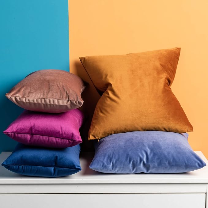 JUSPURBET 16x16 Velvet Throw Pillow Covers Set of 2 for Couch Sofa Bed,Jam