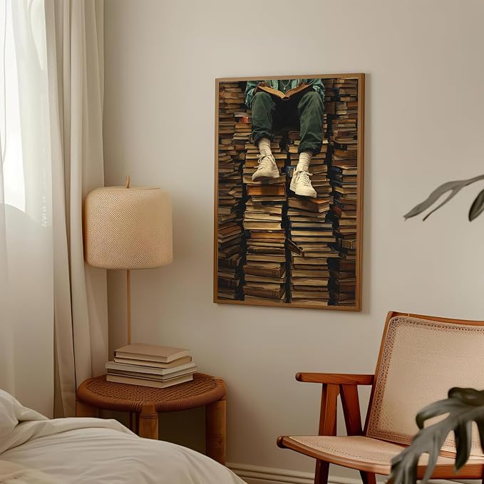 KAQNMY Black People Poster Vintage Books Artwork Print 16x24 Inch Unframed | Library Wall Art African American Wall Art Dark Academia Poster for Dorm Living Room Bedroom Apartment Reading Nook Decor