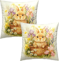 Easter Pillow Covers Lovely Flowers Bunny Throw Pillow Covers 20x20 Watercolor Rabbit with Iris Daisy Floral Pillow Cases Easter Decorations for Home Outdoor Spring Decor 2 Pack