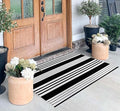 Black and White Layered Doormat 27.5"x43.3"Farmhouse Door Mat Outdoor | Machine Washable Hand-Woven Outdoor Porch Mat Combined Use With Hello Welcome Mat