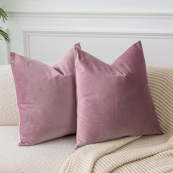 JUSPURBET Decorative Velvet Throw Pillow Covers 20x20 Set of 2,Pink Purple