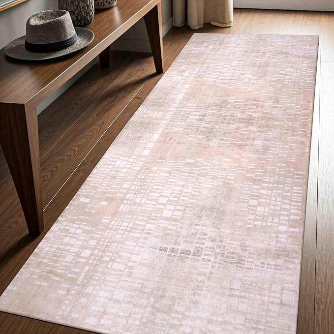 Machine Washable Area Rug, Soft & Durable, Non-Slip, Stain Resistant Rug for Bedroom, Living Room, Dining Room, High Traffic Areas. (Beige, 2.5' X 10')