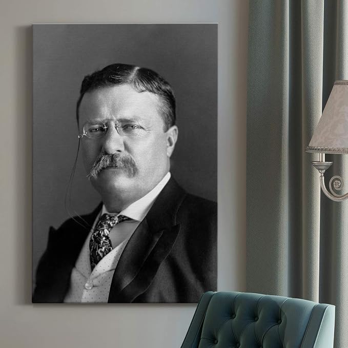 Renditions Gallery Theodore Roosevelt Presidental Portrait Wall Art, Premium Gallery Wrapped Canvas Decor, Ready to Hang, 12 in H x 8 in W, Made in America Print