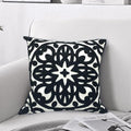 Alysheer Embroidered Decorative Throw Pillow Cover 20"x 20", Boho Mandala Modern Thick Embroidery Pattern, Durable Cotton Canvas Soft Cushion Case for Sofa Couch Bed Living Room (Black)