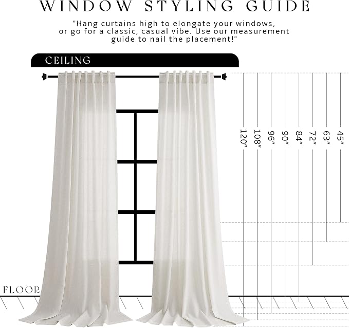 Jowels Birch Linen Curtains 84 Inch Long 2 Panels for Living Room | Natural Light Filtering Sheer Curtain,Back Tab Pocket Pleated Look,Boho Farmhouse Textured Privacy Drapes for Bedroom Window