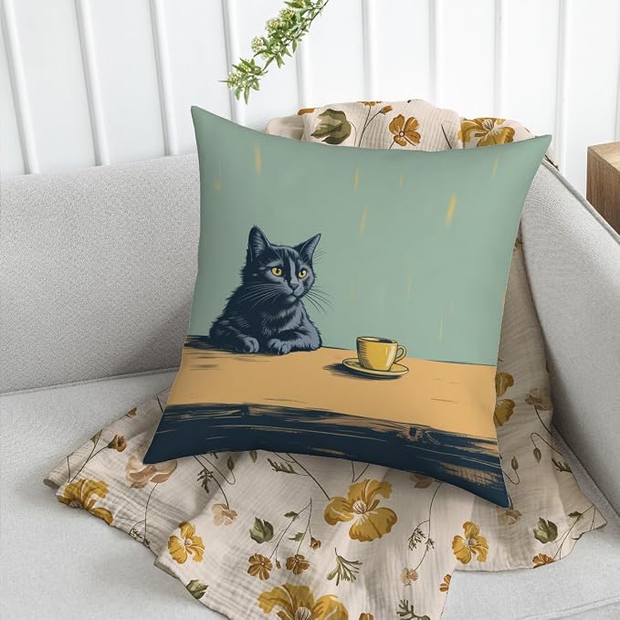 Fokongna Healed Cat Throw Pillow Covers 18 x 18 Home Decor, Art Deco Pillowcase Cushion Cover for Bed Sofa Living Room, Indoor and Outdoor use