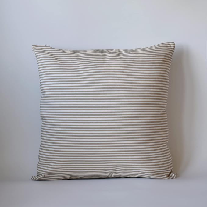 HOPLEE Farmhouse Pillow Cover Cushion Cover with Buffalo Plaid, Solid Beige, Striped and Gingham Plaid Design 16x16 Inches,4 Pack