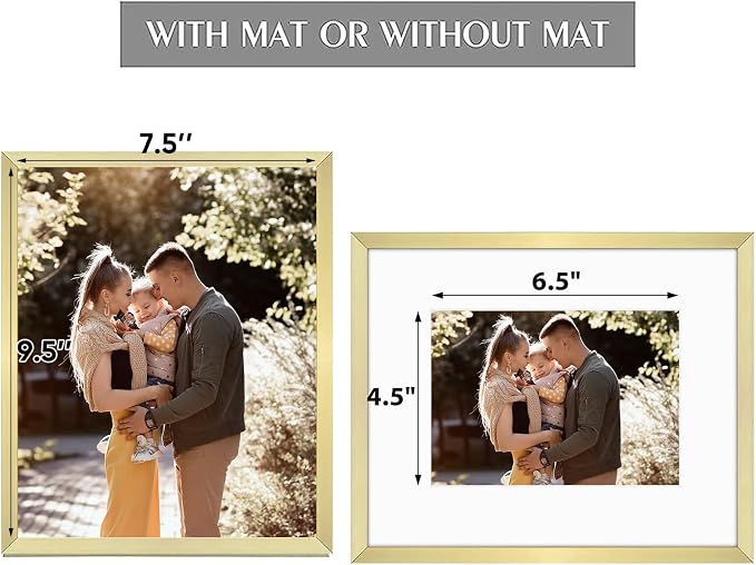 Golden State Art 8x10 Gold Aluminum Picture Frame Real Glass