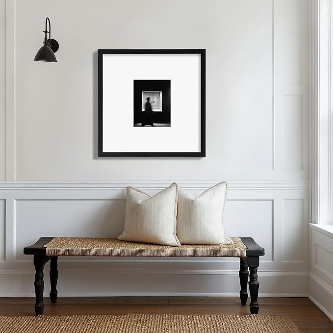 eletecpro Picture Frames Set of 9, 18x18 in, Acrylic Cover, Black | Display 8x10 with Mat or 18x18 without, Square Gallery Collage, Wall Mount, Minimalist Home Decor, Engineered Wood