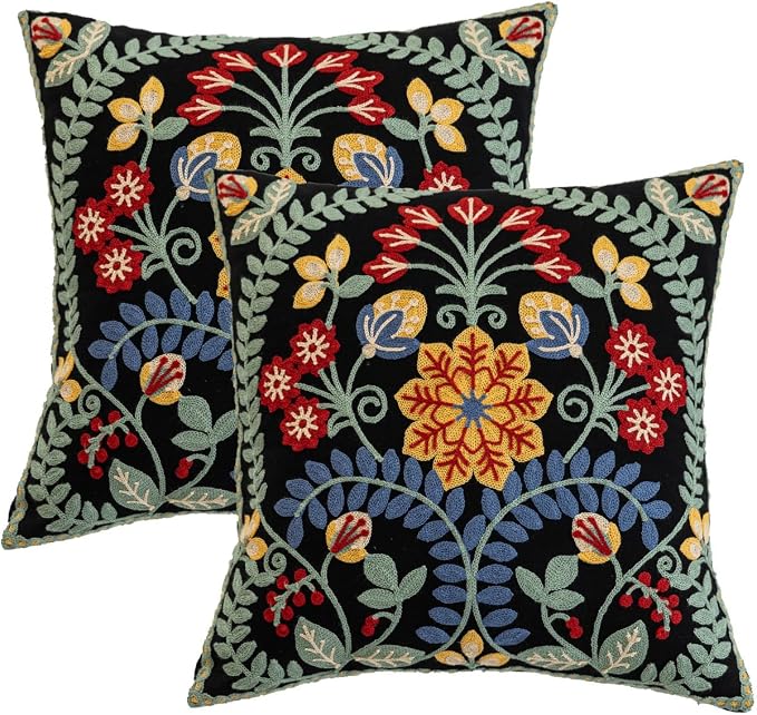 YIcabinet Pack of 2 Throw Pillow Covers,Leaf Snowflake Embroidered Pillow Case Soft Decorative Pillowcases for Home Sofa Couch 18x18 Inch