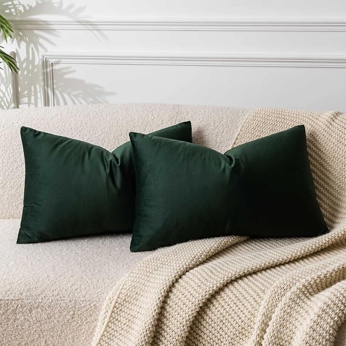 JUSPURBET 14x24 Velvet Decorative Throw Pillow Covers Set of 2,Army Green