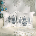 Lewondr Christmas Throw Pillow Cover, 18x18 Inch, Set of 2, Cedarwood | Double-Sided, Luxury Soft Faux Fur, Decorative with Plush Ball, Cute Embroidered, For Bed Home Decor Living Room