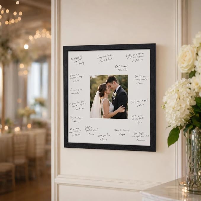 18x18 Poster Frame-Black,8x8 Mat,Engineered Wood,Polished Plexiglass