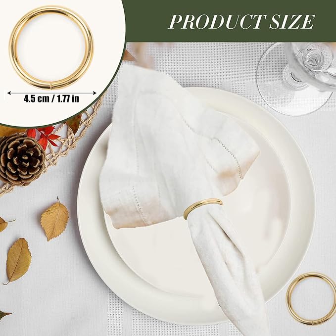 Gold Napkin Rings - 40 Pcs Stainless Steel Napkin Rings | Gold Rotundity Metal Napkin Ring for Table Settings Wedding Christmas Party Dinner Table